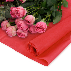 Упаковочная жатая бумага, Пергамин, Красный, 40 гр, 0,6*4,5 м