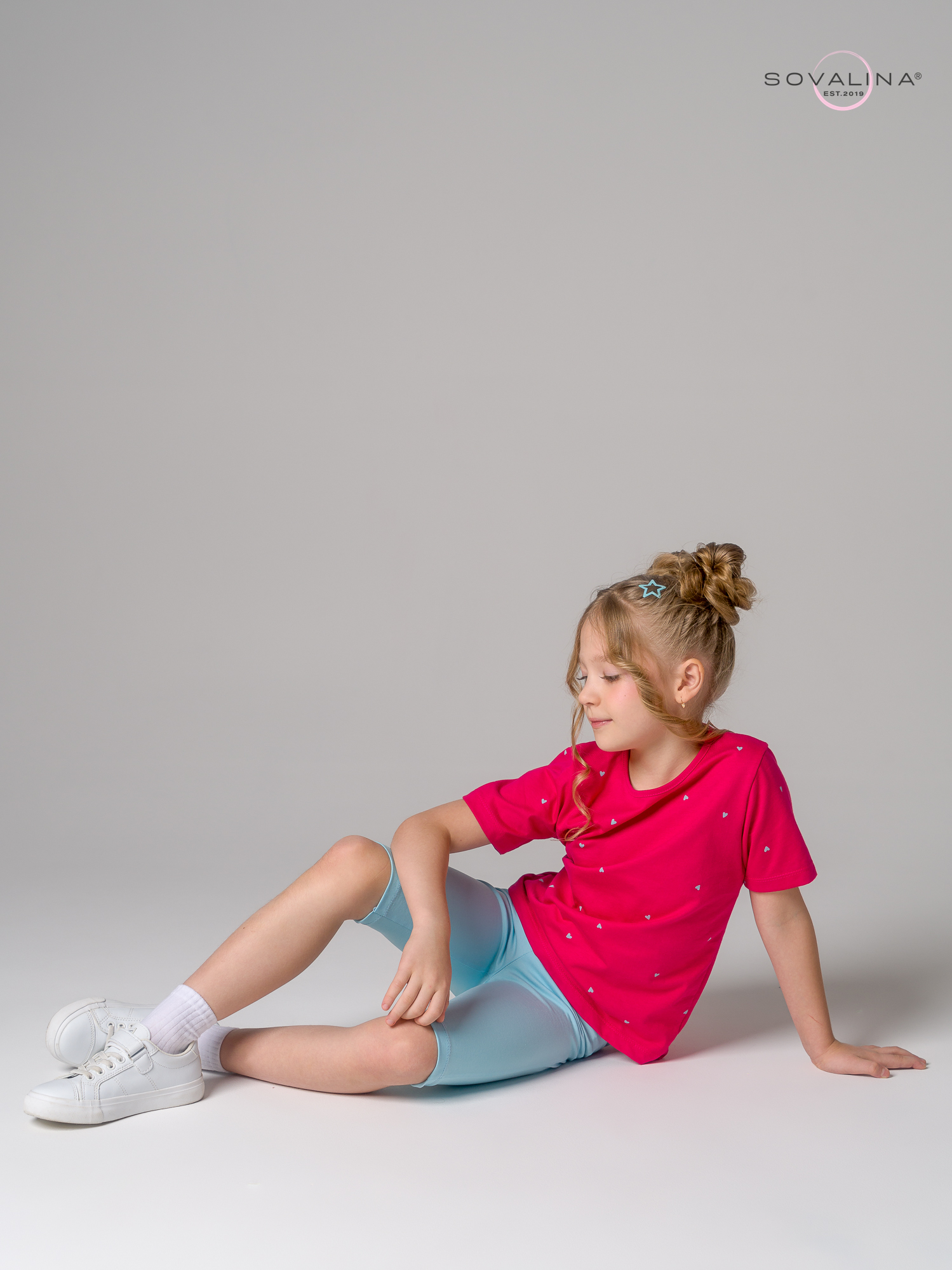 Костюм Актив сердечки малина-голубой