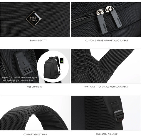 Картинка рюкзак городской Aoking SN86096 Black - 5