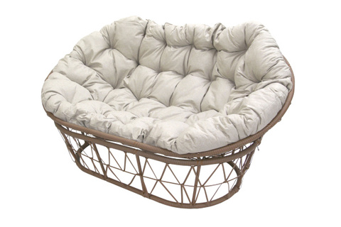 Диван Garden story Мамасан ротанг искусственный 1 уп (корзина бежевая+подушка бежевая+подставка беж) (М)