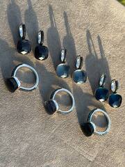 Серьги и кольцо Caramel из серебра с кварцем цвета атлантики в стилистике POMELLATO