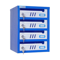 Ящик почтовый ЯПС-3 4-секционный металлический белый/синий (310 x 320 x 420 мм)
