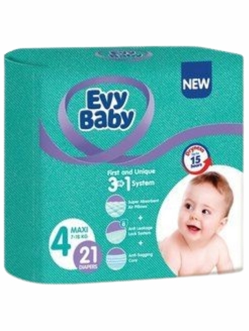 Подгузники EVY BABY Cream Maxi 21 шт 7-18 кг ТУРЦИЯ