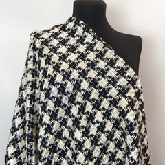 Ткань твид клетка  черно-белая 3128