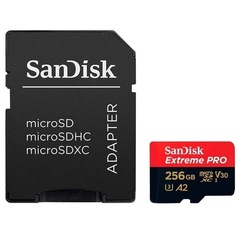 Карта памяти microSDXC 256GB SanDisk Class 10 UHS-I A2 C10 V30 U3 Extreme Pro (SD адаптер) 200MB/s