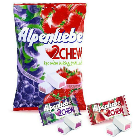 Жевательные конфеты со вкусом клубники и винограда Alpenliebe 2 Chew, 84 гр