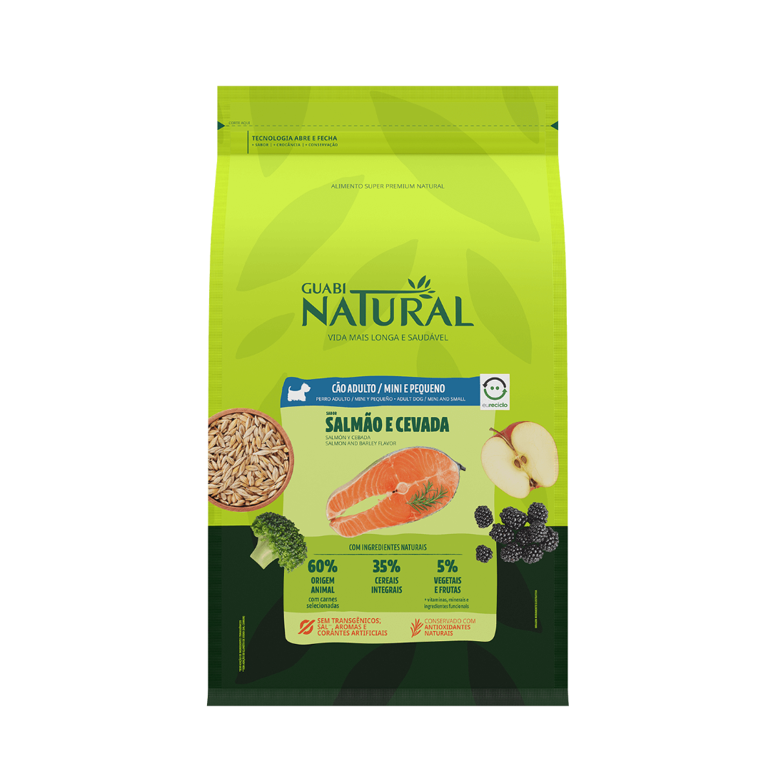 Guabi Natural Dog Adult сухой корм для взрослых собак мелких пород лосось и  ячмень купить с доставкой в интернет-магазине зоогастроном.ру