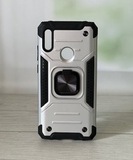 Противоударный чехол Strong Armour Case с кольцом для Huawei Y6 2019 / Y6 Pro 2019 / Y6 Prime 2019 (Серебро)