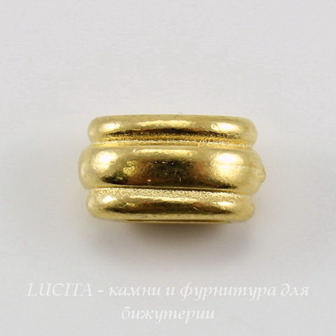 Бусина для шнура 6х2 мм TierraCast "Deco Barrel" 11х6х6 мм (цвет-золото) ()