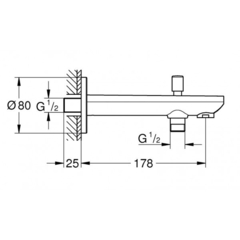 Готовый комплект для ванны GROHE скрытого монтажа, с ручным и верхним душем, хром (127256)
