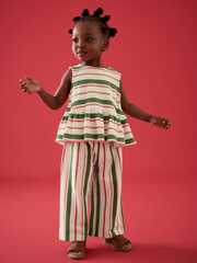 Топ и брюки в комплекте для девочки Next E51-371, Бежевый, Зеленый