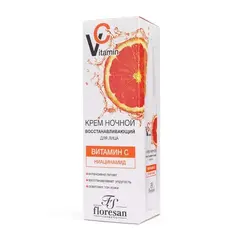 Floresan VITAMIN C Крем для лица ночной с гиалуроновой кислотой и ниацинамидом, 75мл