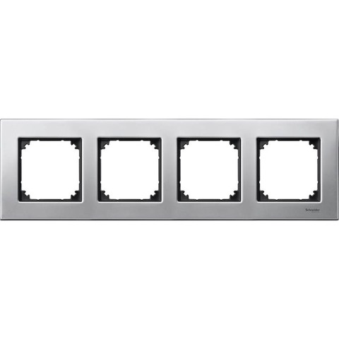 Рамка на 4 поста. Цвет Платина/Серебро. Merten. M-Elegance System M. MTN403460