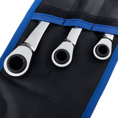 ЗУБР 3 шт, набор накидных трещоточных гаечных ключей, Профессионал (27105-H3)