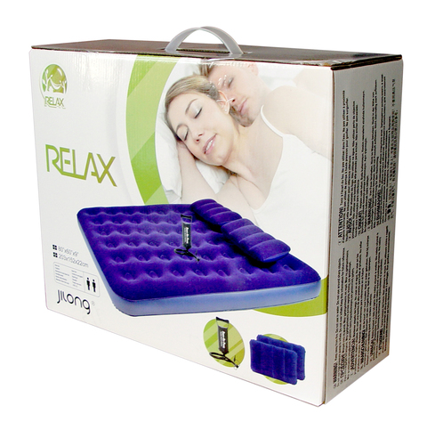 Картинка матрас Relax Flocked Air Bed Queen With 2 Pillows&Handpump (кровать-насос-2 подушки) 203x152x22  - 3