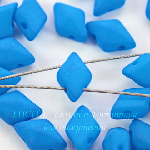Бусина DiamonDuo Ромб с 2 отверстиями, 8х5 мм, темно-голубая матовая