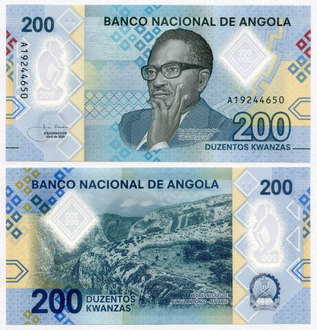 Банкнота Ангола 200 кванз 2020 год. UNC (пластик)