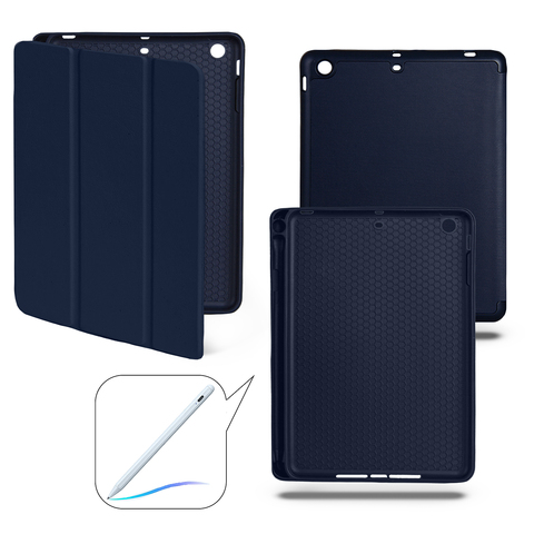 Чехол книжка-подставка Smart Case Pensil со слотом для стилуса для iPad Mini 1, 2, 3 (7.9") - 2012, 2013, 2014 (Темно-синий / Dark Blue)