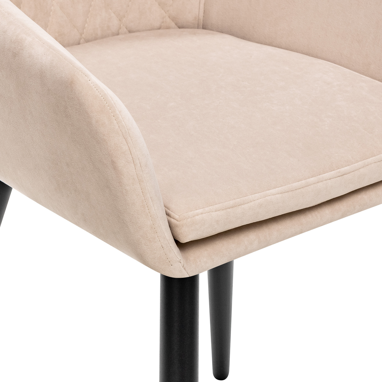 Стул с подлокотниками Leset Слим, каркас Черный, велюр Бежевый, фото 7