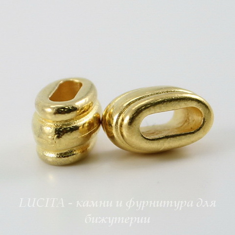 Бусина для шнура 6х2 мм TierraCast "Deco Barrel" 11х6х6 мм (цвет-золото) ()