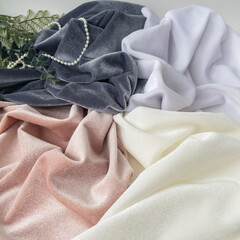 Набор ткани Бархат, размер 1го отреза 50*50 (+- 3) см, набор 4 цвета + 2 отреза кружева по 40 см в подарок