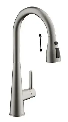 Смеситель для кухни BELZ B74816-6 выдвижной излив, нержавеющая сталь, никель