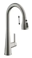 Смеситель для кухни BELZ B74816-6 выдвижной излив, нержавеющая сталь, никель