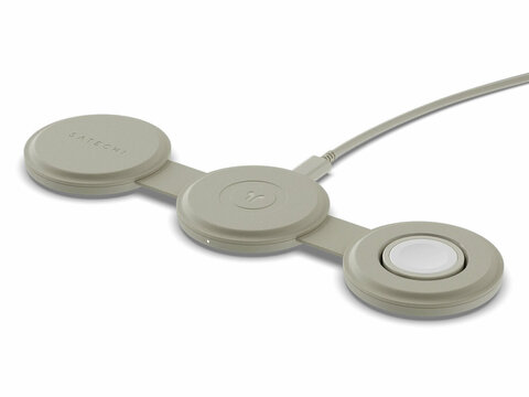 Беспроводная зарядка Satechi Qi2 OntheGo 3-в-1 Wireless Charger, песочный