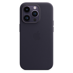Кожаный чехол с поддержкой MagSafe Apple Leather Case для iPhone 14 Pro, Ink (Чернильный)