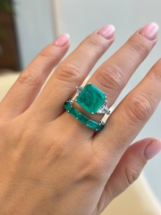 31945- Кольцо-дорожка из серебра с багетными цирконами цвет параиба