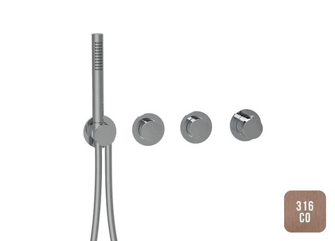 Almar Push Round E180433.CO316 Термостат для душа, внешняя часть на 2 потребителя, цвет: brushed copper