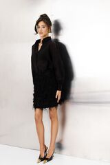 Юбка из шифона с перьями мини черная