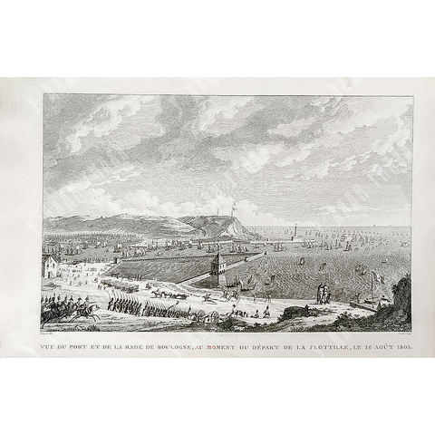 Булонь. Вид на порт. Гравюра из альбома Военные кампании Франции времён Консульства и Империи. 1834