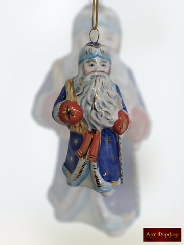 Елочная игрушка Дед мороз большой синий