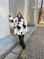 Шуба утепленная эко-мех Черная Корова