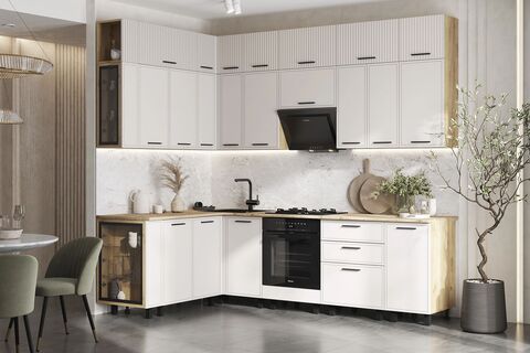 Кухня Бьянка 1,6х2,6/1080м (Кашемир, Дуб Крафт (Дуб вотан))