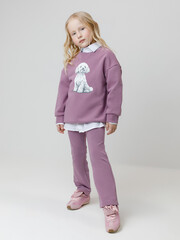 брюки  для девочки  КР 400871/лиловый 3220 к649