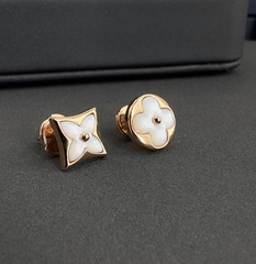 Ассиметричные серьги-пусеты LV SUN & STAR коллекция Blossom rose VGOLD