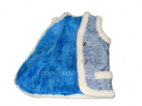 Женский жилет на овчине, гобелен Гжель