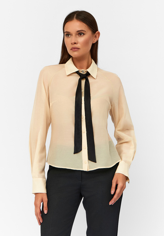 Блуза ORNELLA из итальянского батиста с шелком кремовая