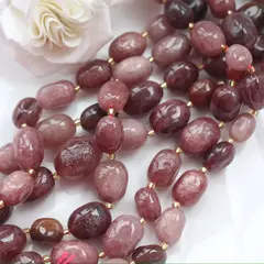 Клубничный кварц (тёмный) бусины, от 10 до 20 мм, 1 нить, К002