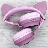 Наушники Bluetooth складные Hoco W27 Cat Ear с микрофоном, AUX, TF с подсветкой (Розовый)