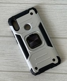 Противоударный чехол Strong Armour Case с кольцом для Huawei Y6 2019 / Y6 Pro 2019 / Y6 Prime 2019 (Серебро)