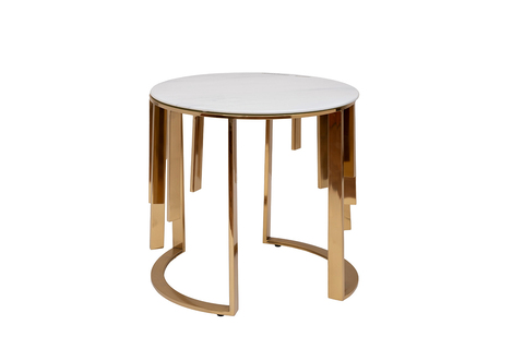 Стол журнальный мрам.стекло/золото d46*53см