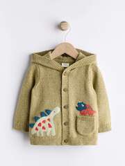 Вязаный кардиган с капюшоном для малышей Next K82-027, Хаки
