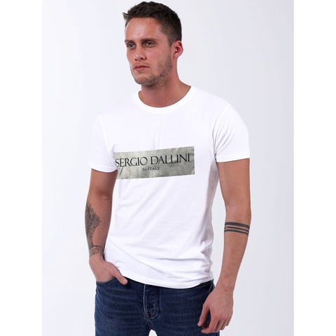 Мужская футболка белая с принтом Sergio Dallini SDT750P-1