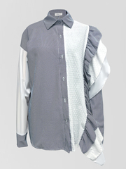 Рубашка eVe свободная комбинировання в полоску с воланами