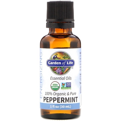 Garden of Life, 100% Organic & Pure, Essential Oils, Energizing, Peppermint, 1 fl oz (30 ml)