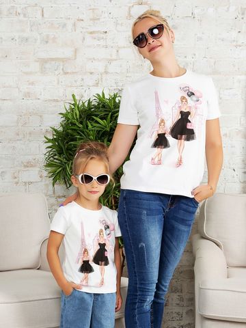 Футболка с принтом "Париж" блондинка (Family look)