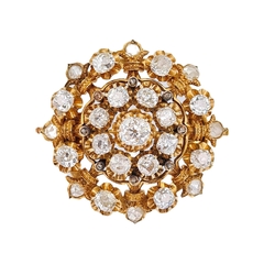 Брошь антикварная с бриллиантами старой огранки и алмазами